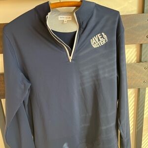 Peter Millar Navy Quarter-Zip Pullover with White Dave & Buster's Logo